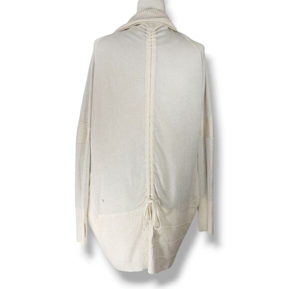 Lululemon Open Front Cardigan Shawl Collar Drawcord Back Pockets Ivory 8 EUC - Picture 4 of 8